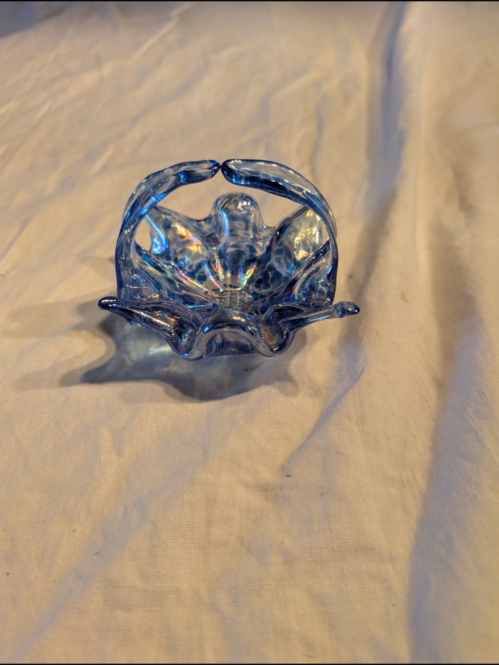 2/40$ Vintage Blue Iridescent Glass Dish